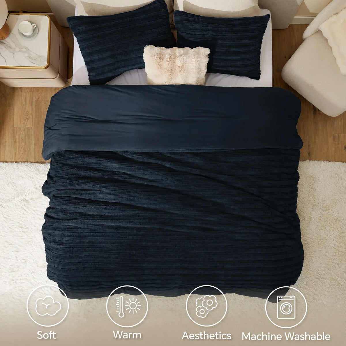 Luxe Flannel Fleece Comforter Set – Warm Faux Fur Bedding