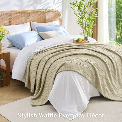 Luxe Bamboo Viscose Waffle Blanket – Lightweight Cooling Throw