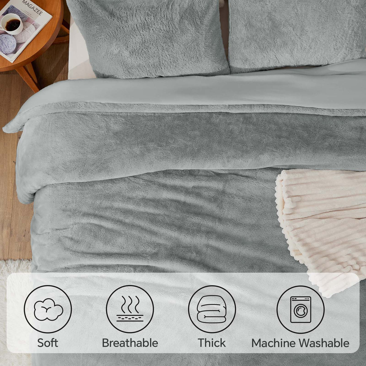 Luxe Flannel Faux Fur Comforter Set – Thick Winter Bedding