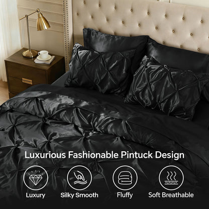 Luxe Sateen Pintuck Comforter Set – 7-Piece All-Season Bedding