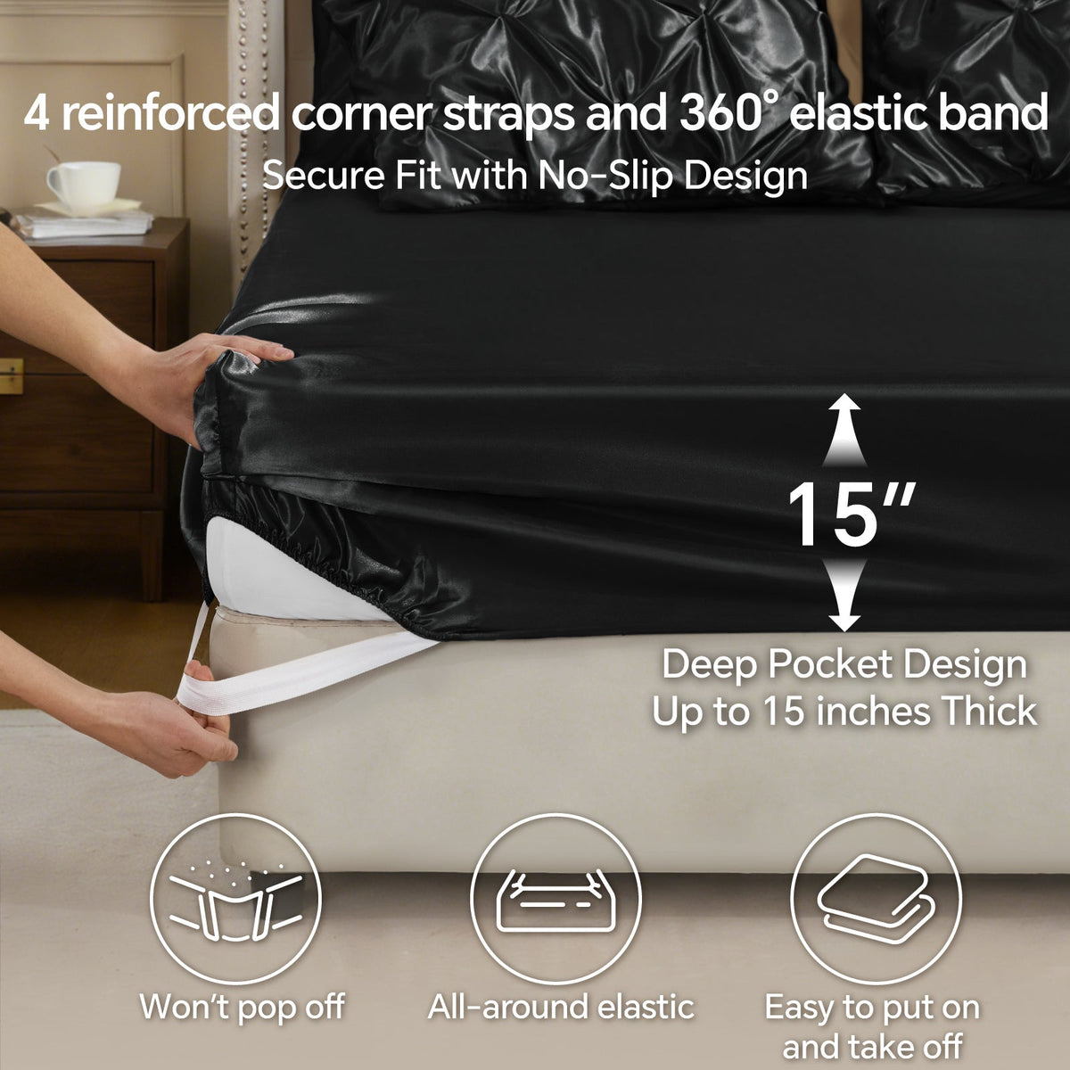 Luxe Sateen Pintuck Comforter Set – 7-Piece All-Season Bedding