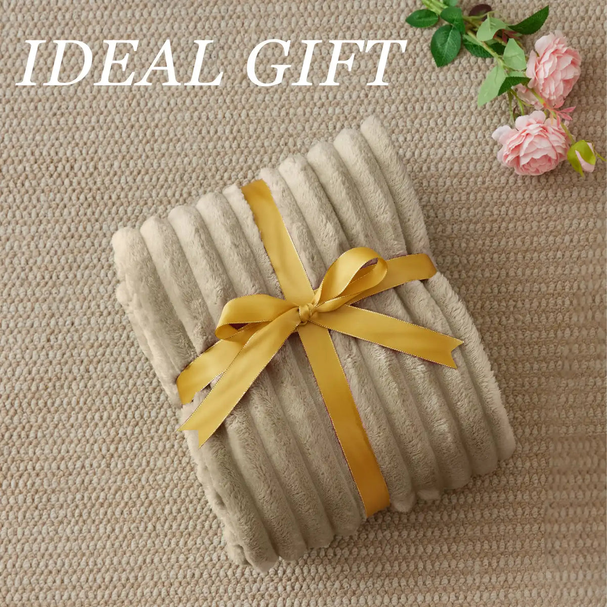 Textured Ribbed Fleece Throw Blanket – 300GSM Striped Plush