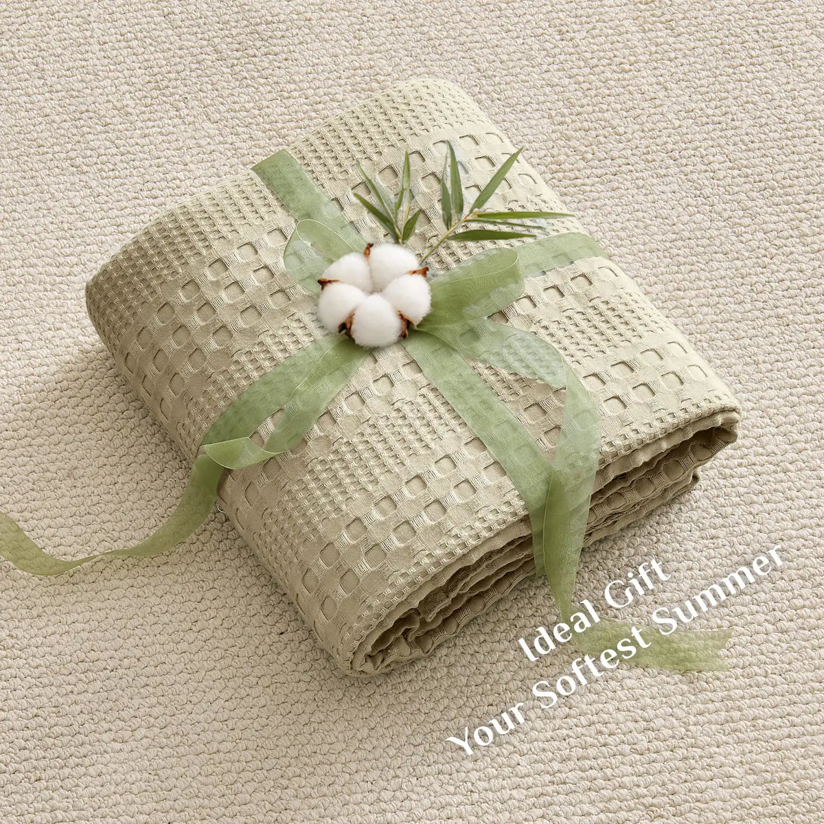 Luxe Bamboo Viscose Waffle Blanket – Lightweight Cooling Throw