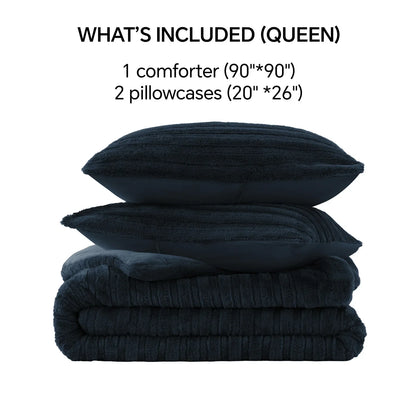 Luxe Flannel Fleece Comforter Set – Warm Faux Fur Bedding