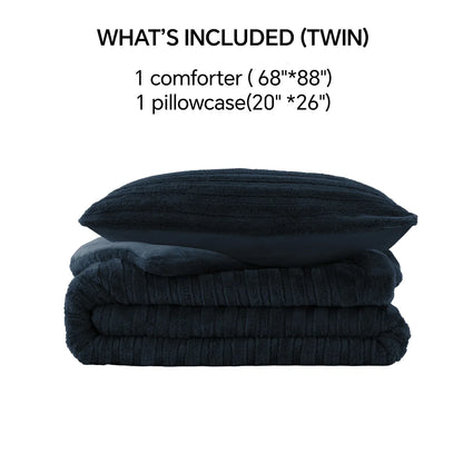 Luxe Flannel Fleece Comforter Set – Warm Faux Fur Bedding