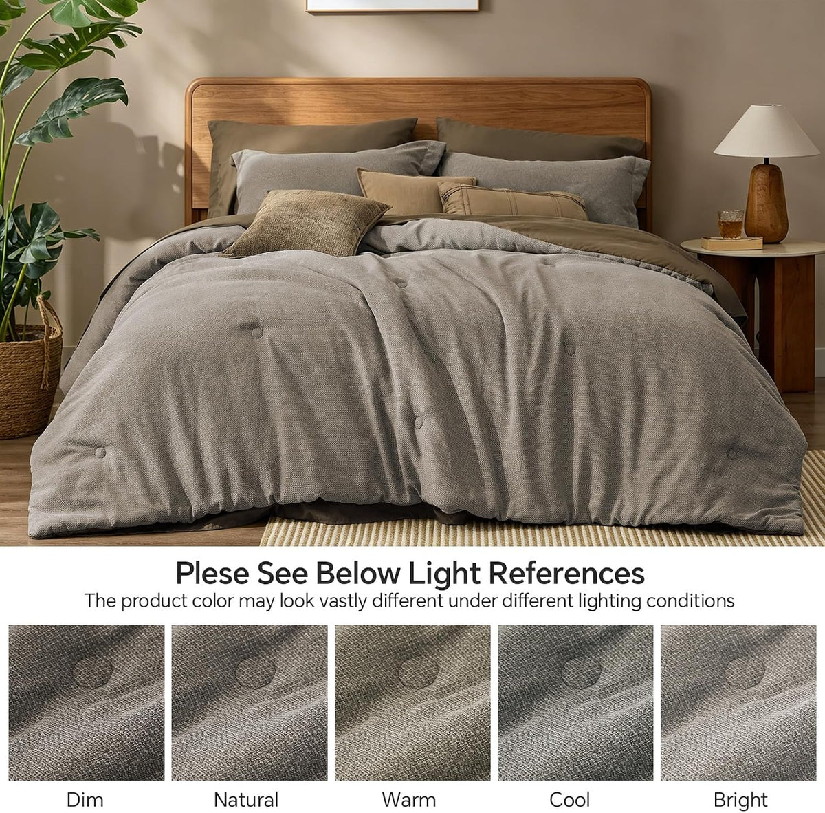 Boho Linen-Texture Comforter Set – 7-Piece All-Season Bedding