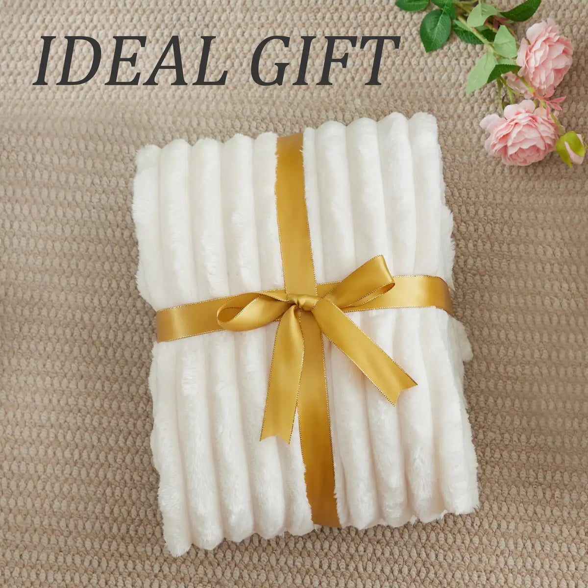 Textured Ribbed Fleece Throw Blanket – 300GSM Striped Plush