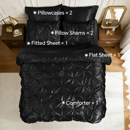 Luxe Sateen Pintuck Comforter Set – 7-Piece All-Season Bedding