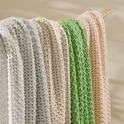 Boho Chunky Cable Knit Throw Blanket – Cozy Woven Texture