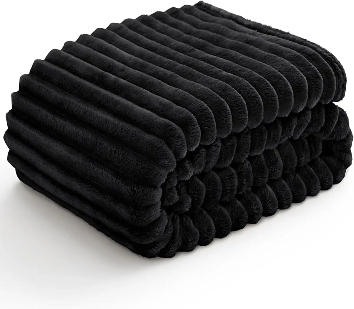 Textured Ribbed Fleece Throw Blanket – 300GSM Striped Plush