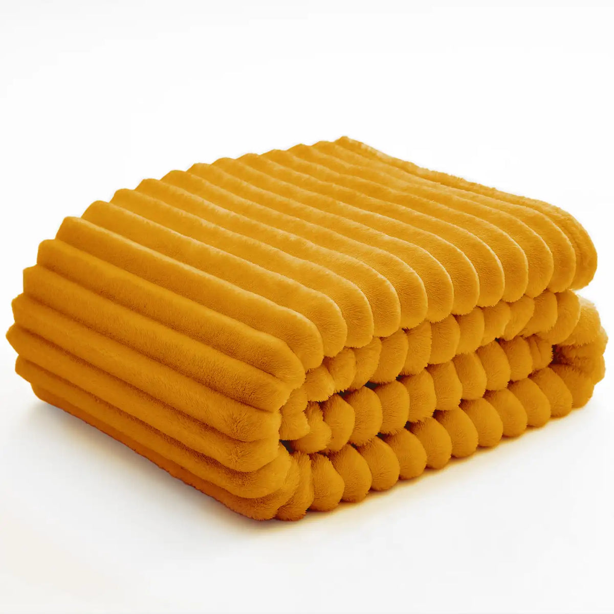 Textured Ribbed Fleece Throw Blanket – 300GSM Striped Plush