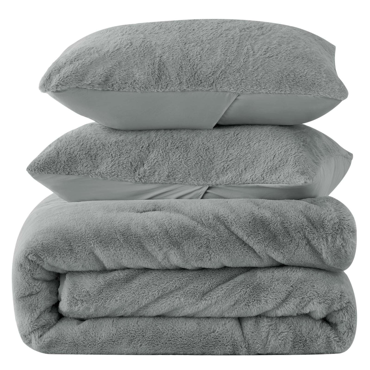 Luxe Flannel Faux Fur Comforter Set – Thick Winter Bedding