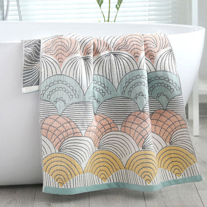 Shell Print Jacquard Cotton Bath Towel