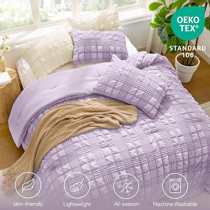 Crisp Percale Seersucker Comforter Set – 3-Piece All-Season
