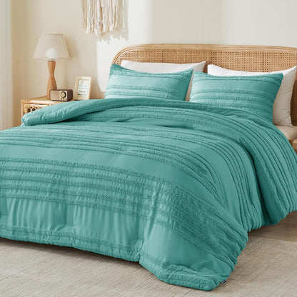Boho Tufted Jacquard Comforter Set – 3-Piece Farmhouse Style