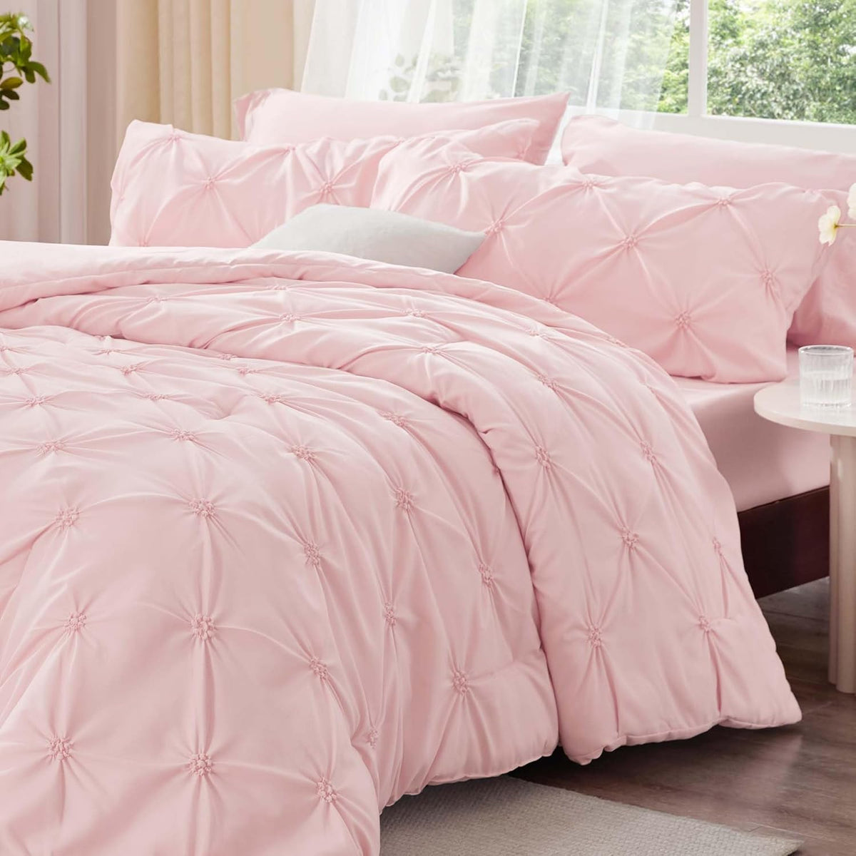 Boho Pintuck Comforter Set – Lightweight All-Season Bedding