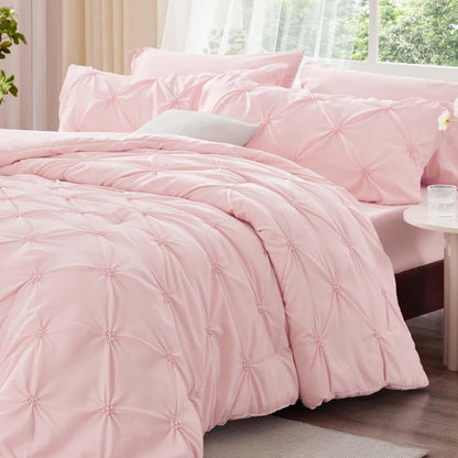 Boho Pintuck Comforter Set – Lightweight All-Season Bedding