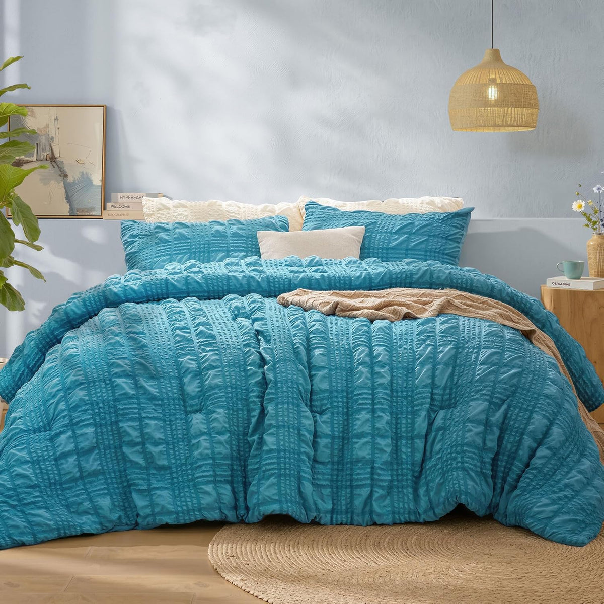 Crisp Percale Seersucker Comforter Set – 3-Piece All-Season