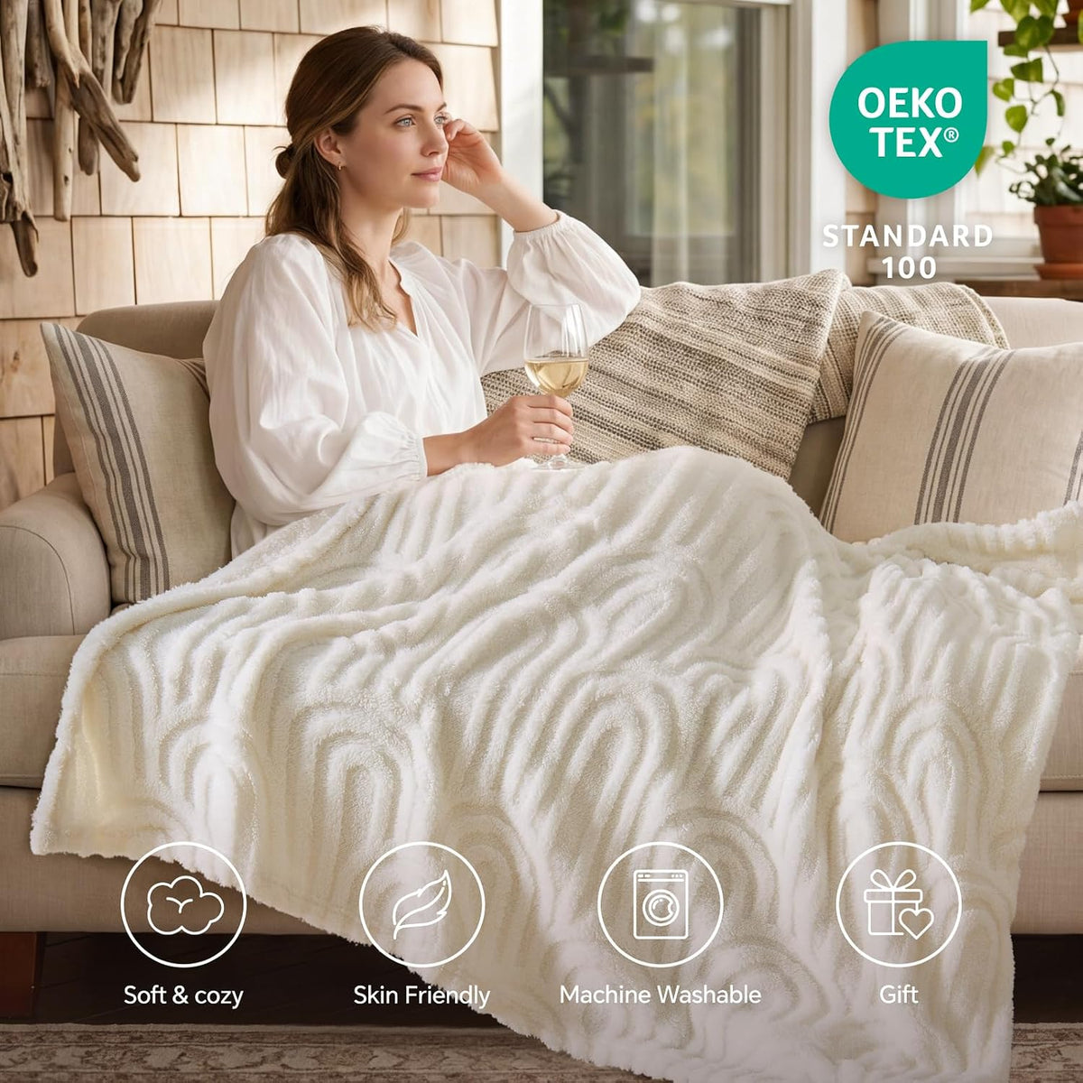Boho Fleece Throw Blanket – Cozy Plush for Couch & Bed
