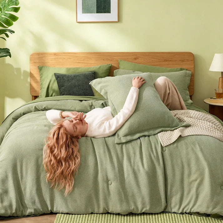 Boho Linen-Texture Comforter Set – 7-Piece All-Season Bedding