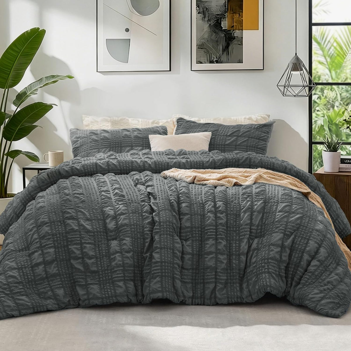 Crisp Percale Seersucker Comforter Set – 3-Piece All-Season