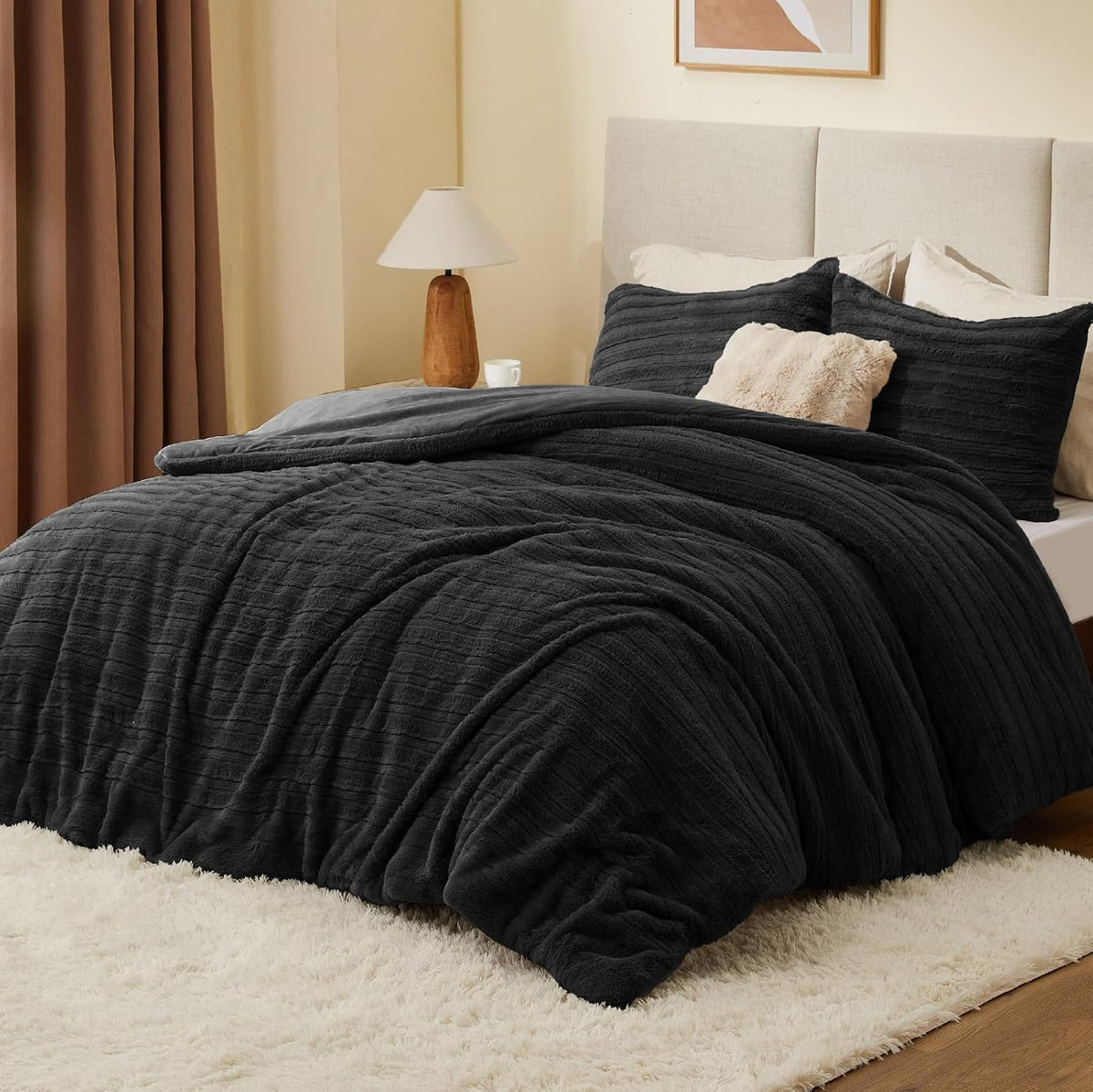 Luxe Flannel Fleece Comforter Set – Warm Faux Fur Bedding
