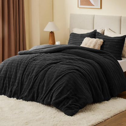 Luxe Flannel Fleece Comforter Set – Warm Faux Fur Bedding