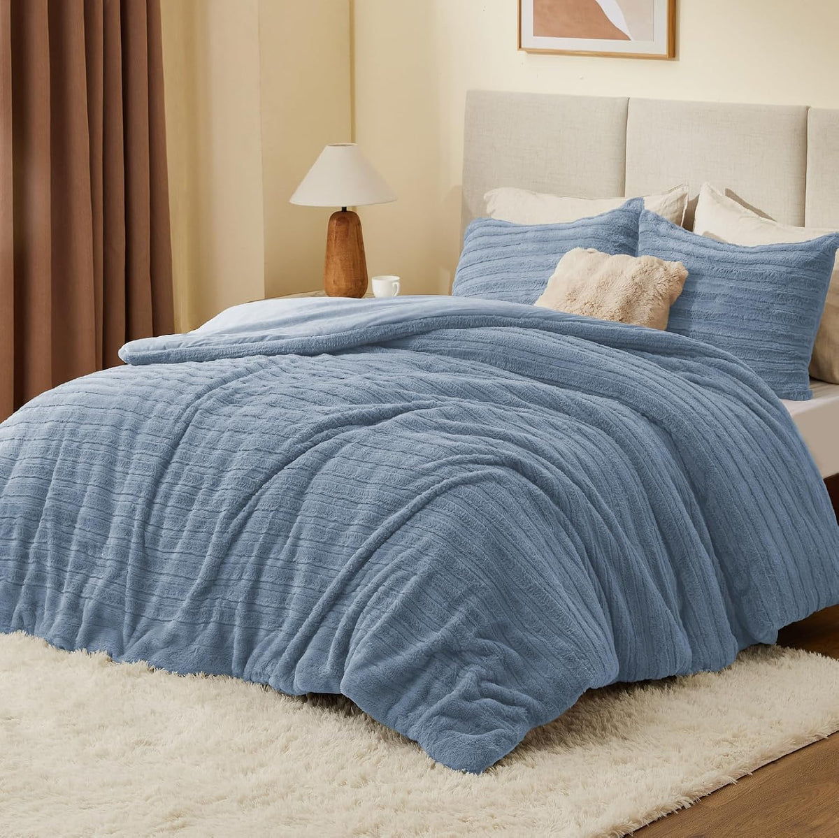 Luxe Flannel Fleece Comforter Set – Warm Faux Fur Bedding