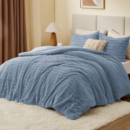 Luxe Flannel Fleece Comforter Set – Warm Faux Fur Bedding