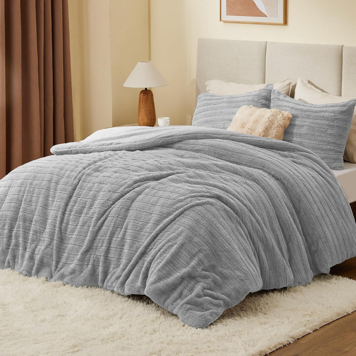 Luxe Flannel Fleece Comforter Set – Warm Faux Fur Bedding