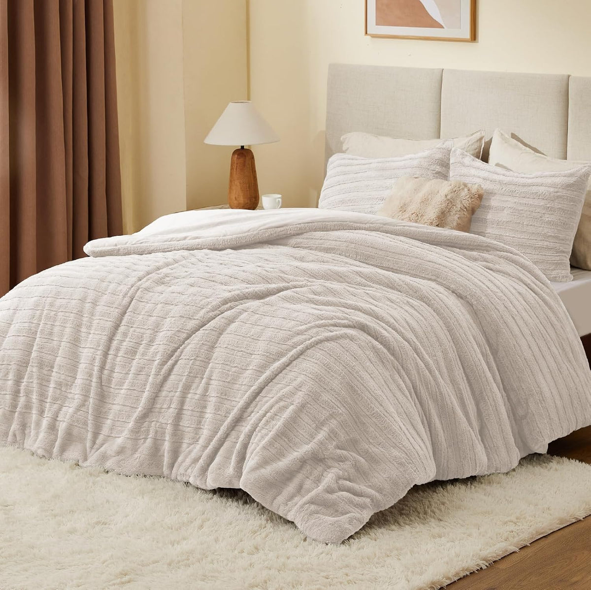 Luxe Flannel Fleece Comforter Set – Warm Faux Fur Bedding