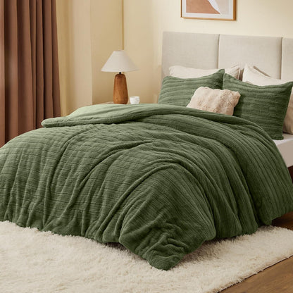 Luxe Flannel Fleece Comforter Set – Warm Faux Fur Bedding
