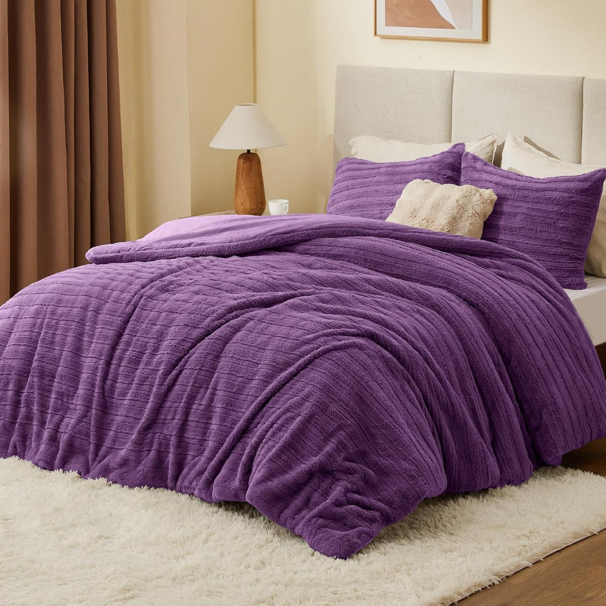 Luxe Flannel Fleece Comforter Set – Warm Faux Fur Bedding