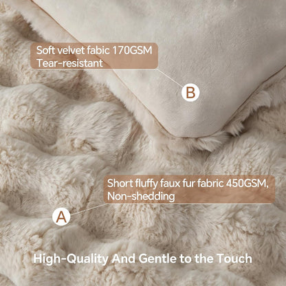 Faux Fur Comforter Set – Luxury Bubble Plush with 450GSM Down Alternative, Thick Winter Bedding