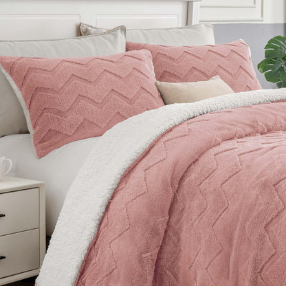 Luxe Flannel Sherpa Comforter Set – 3-Piece Winter Warmth