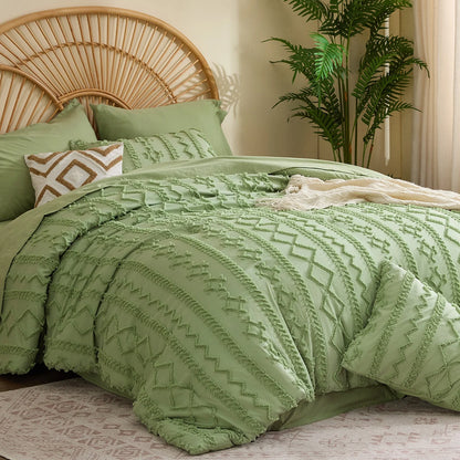 Boho Tufted Comforter Set – 7-Piece Farmhouse Embroidery Bedding