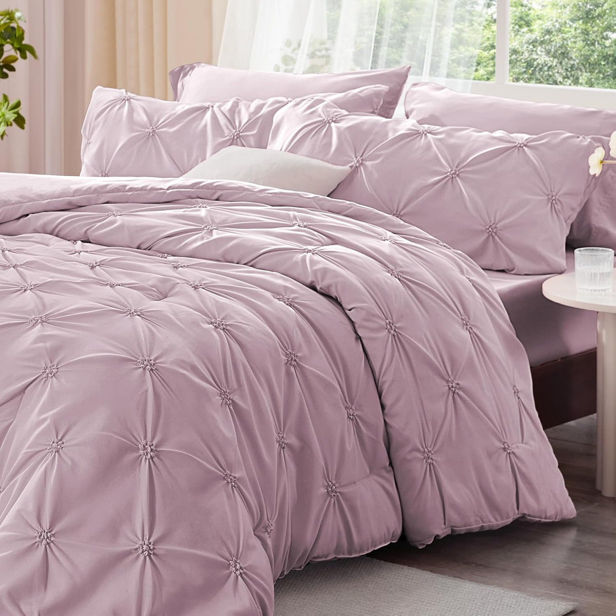 Boho Pintuck Comforter Set – Lightweight All-Season Bedding