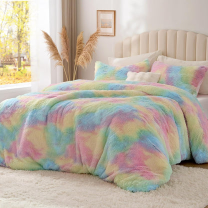 Luxe Flannel Faux Fur Comforter Set – Warm Shaggy Bedding