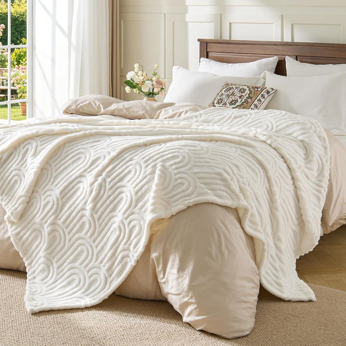 Boho Fleece Throw Blanket – Cozy Plush for Couch & Bed