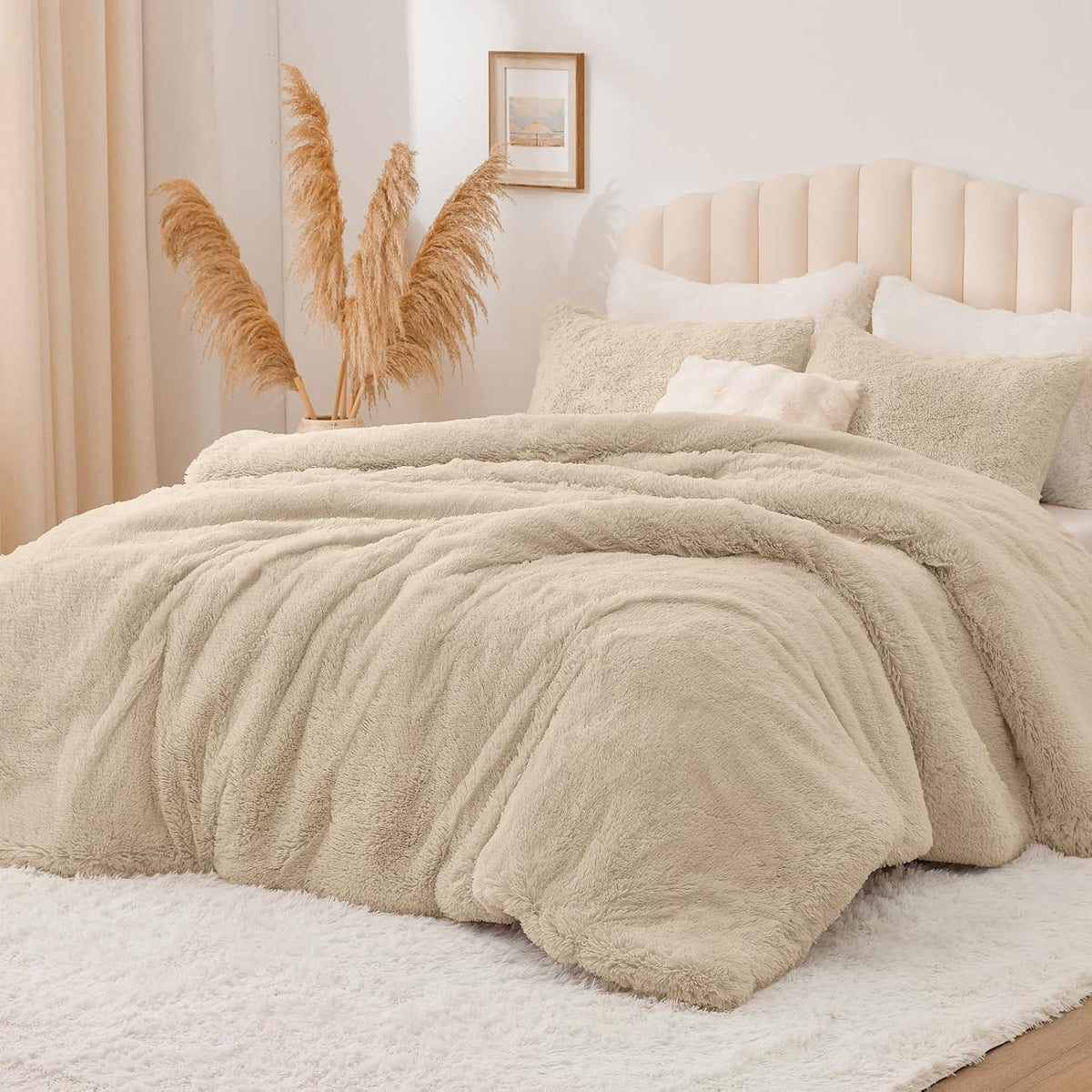 Luxe Flannel Faux Fur Comforter Set – Warm Shaggy Bedding