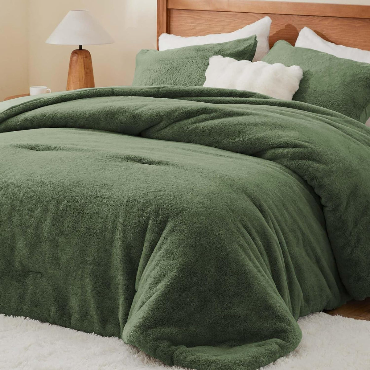 Luxe Flannel Faux Fur Comforter Set – Thick Winter Bedding