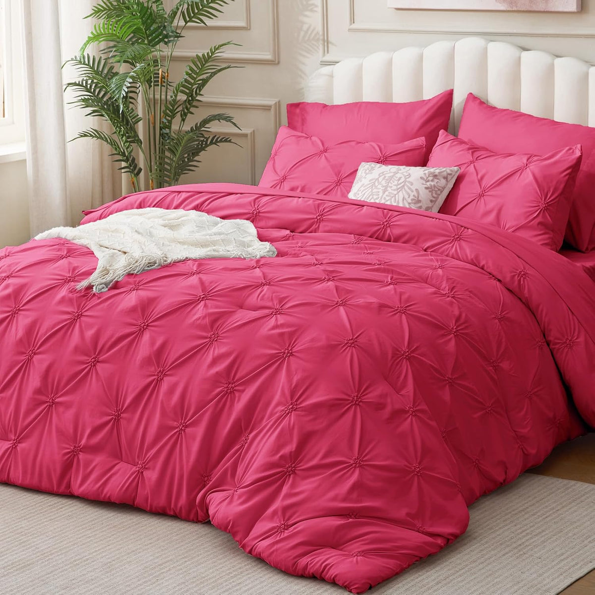 Boho Pintuck Comforter Set – 7-Piece Lightweight All-Season Bedding