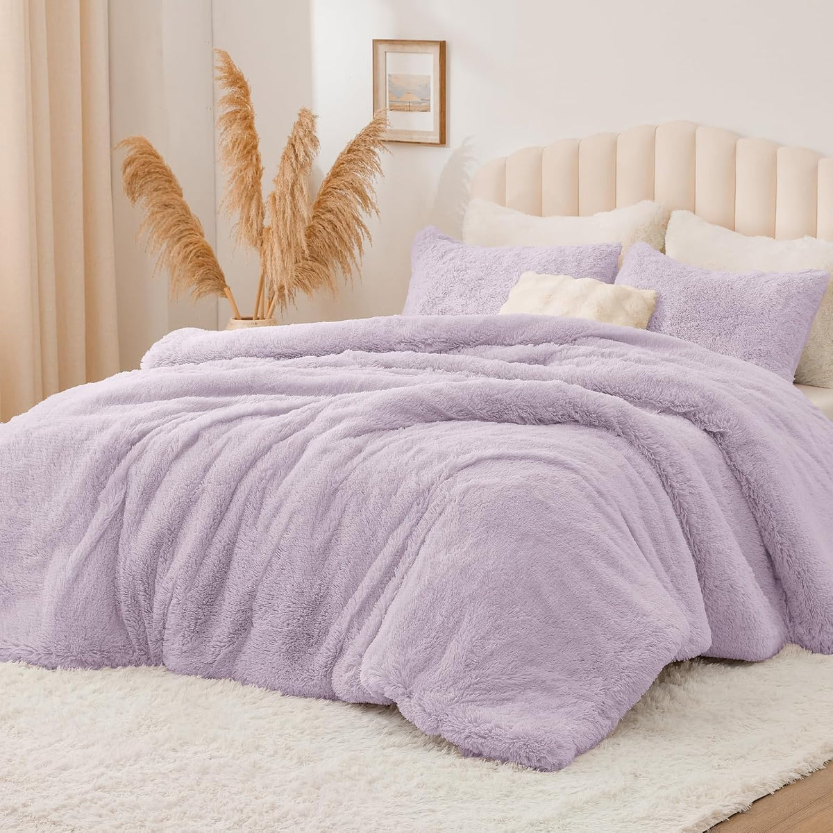 Luxe Flannel Faux Fur Comforter Set – Warm Shaggy Bedding