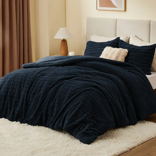 Luxe Flannel Fleece Comforter Set – Warm Faux Fur Bedding