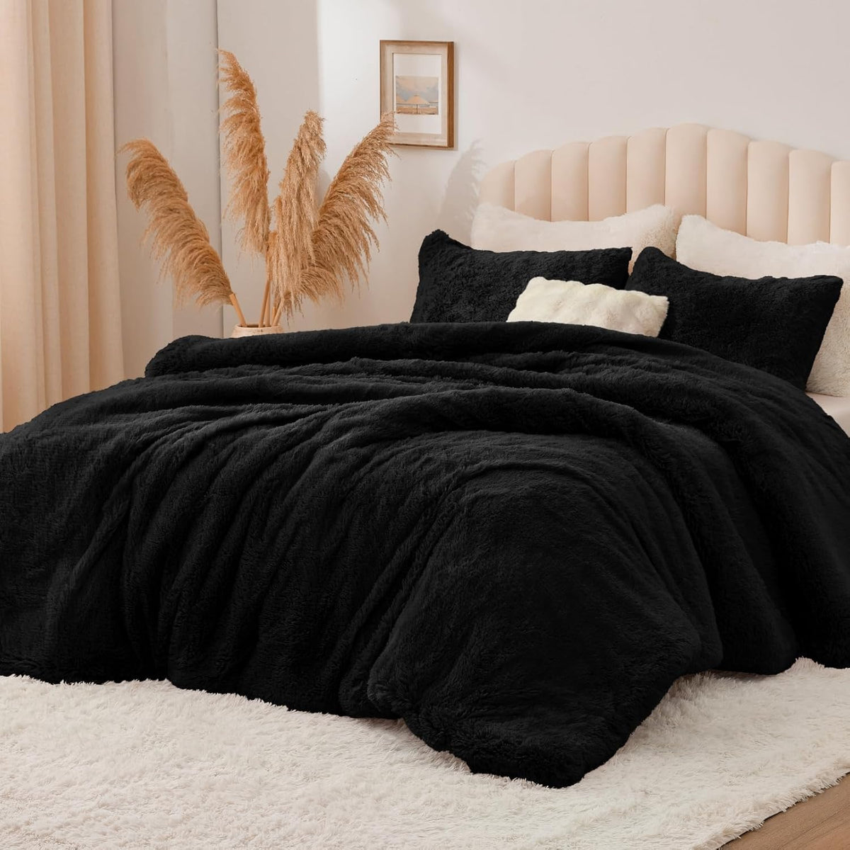 Luxe Flannel Faux Fur Comforter Set – Warm Shaggy Bedding