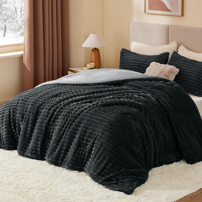 Luxe Flannel Fleece Comforter Set – Warm Plush Bedding