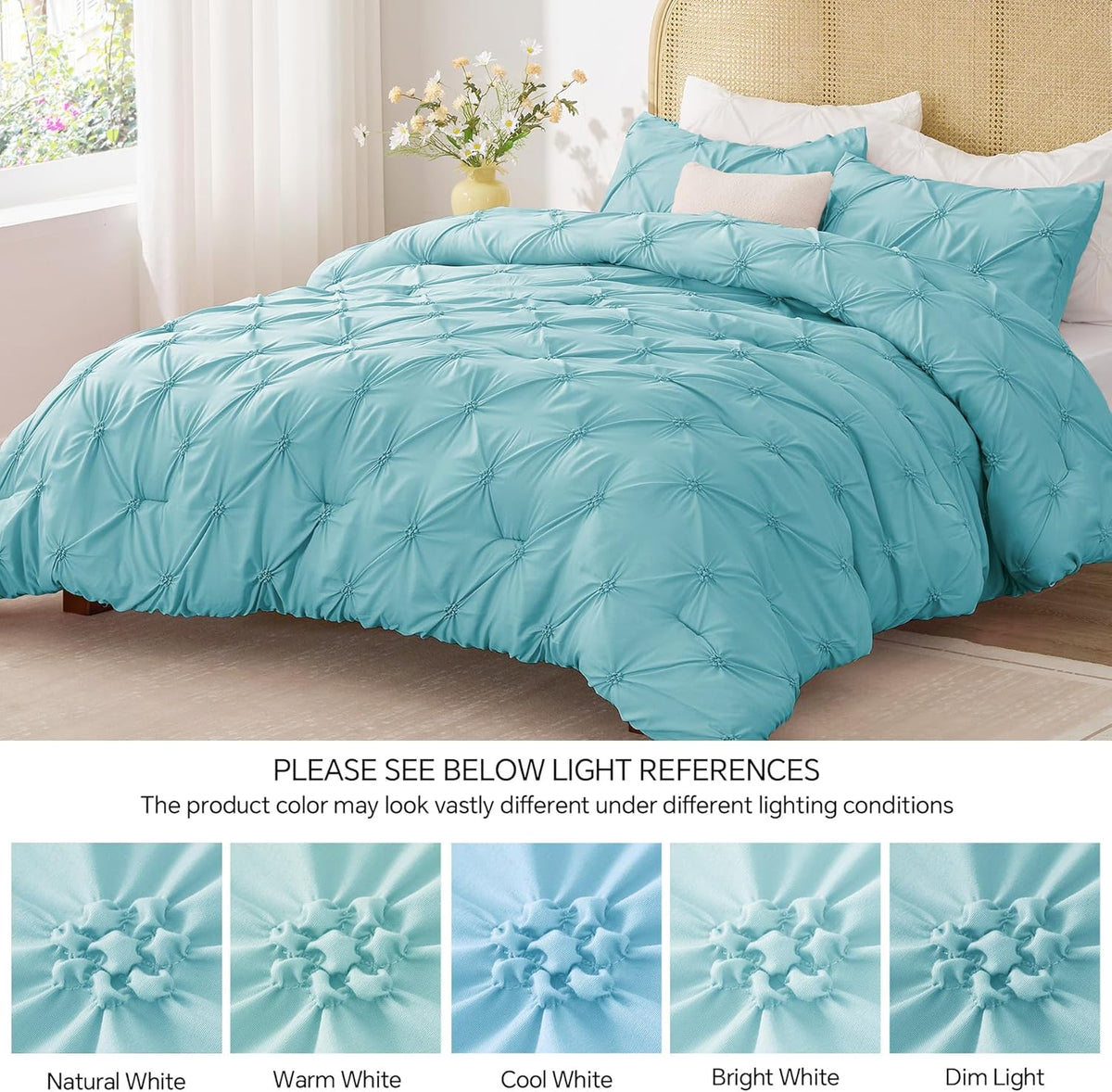 Boho Pintuck Comforter Set – Lightweight All-Season Bedding