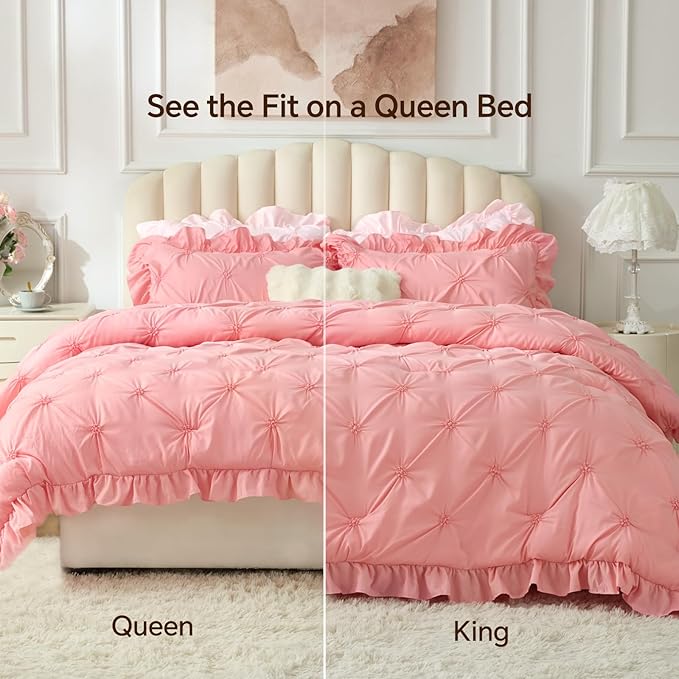 Boho Ruffle Pintuck Comforter Set – Lightweight All-Season