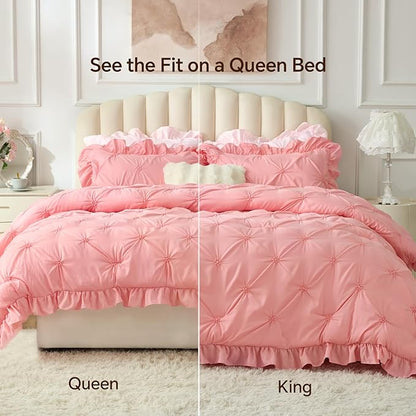 Boho Ruffle Pintuck Comforter Set – Lightweight All-Season