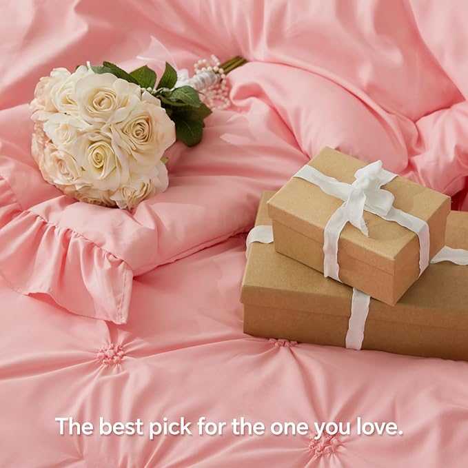 Boho Ruffle Pintuck Comforter Set – Lightweight All-Season